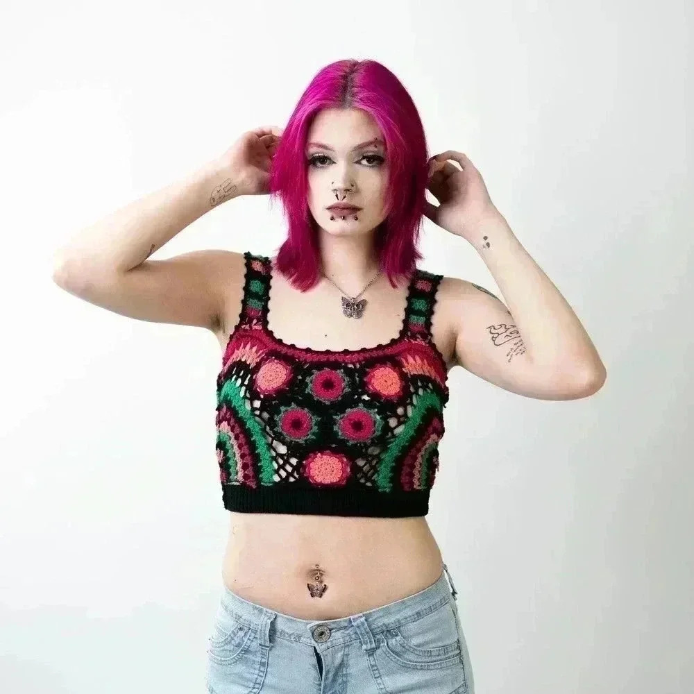 Handmade Crochet Knit Crop Top - S/M
